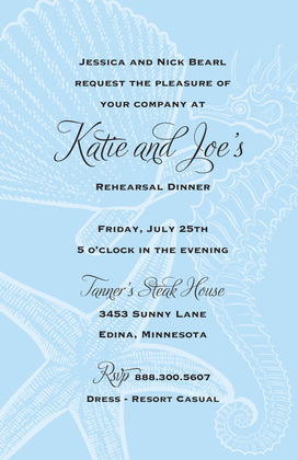 Orange Seahorse Wedding Invitations