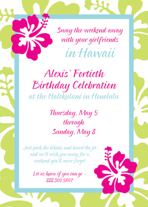 Hibiscus Aqua Frame Invitations