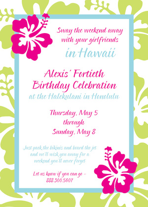 Silhouette Hibiscus Chalkboard Invitations