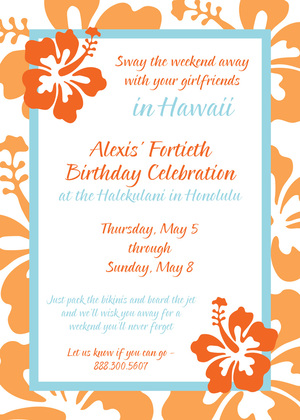 Hibiscus Aqua Frame Invitations