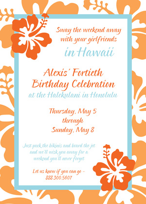 Silhouette Hibiscus Chalkboard Invitations