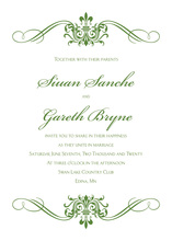 Green Victorian Ornamental Flourish Invitations