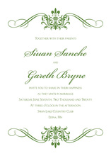 Green Victorian Ornamental Flourish Invitations