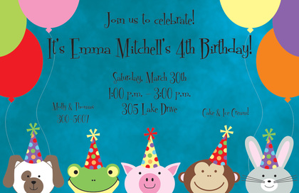 Five Little Animals Invitation