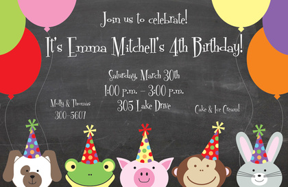 Five Little Animals Invitation