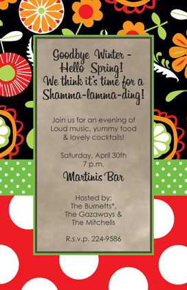 Fresh Mixers Floral Black Invitations