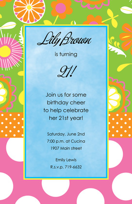 Mix Floral Polka Dots Invitation