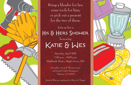 His Hers Tools Shower Invitations
