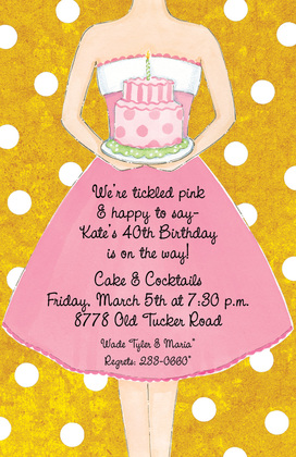 Pink Birthday Cake Invitations