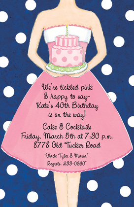 Birthday Girl Black Dots Invitation