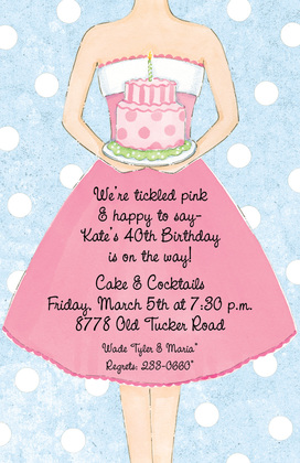 Pink Birthday Cake Invitations