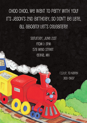 Red Choo Choo Train Birthday Invite