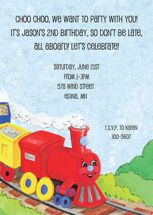 Red Choo Choo Train Birthday Invite