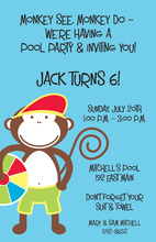 Blue Sock Monkey Party Invitations