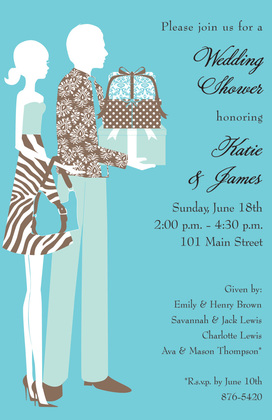 Mixed Silhouette Couple Shower Invitations