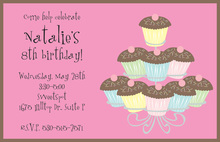 Mocha Cupcake Tree Birthday Invitations
