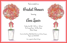 Rose Accents Pink Bridal Shower Banner Invitations