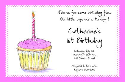 1st Birthday Blue Cupcake Invitation