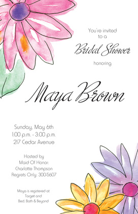 Watercolor Gerbers Green Invitations