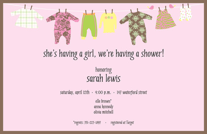 Hanging Boy Clothes Line Invitations