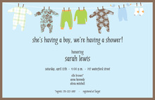 Hanging Boy Clothes Line Invitations