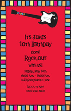 Gray Teen Guitar Birthday Invitations