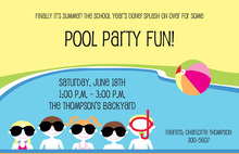 Splash Pool Little Kids Birthday Invitations