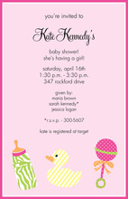 Swirl Rattle Pink Baby Shower Invitations