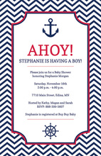 Pink Chevrons Navy Nautical Pattern Sailboat Invitations