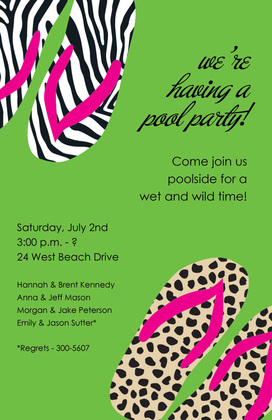 Fancy Orange Wild Flip Flop Invitations