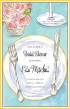 Teal Floral Watercolor Table Setting Invitations