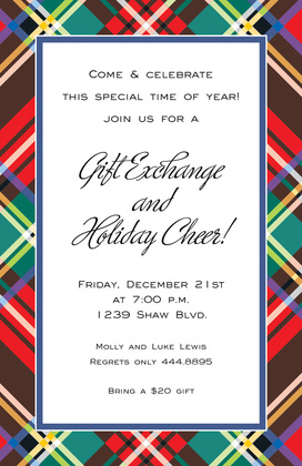 Pink Holiday Plaid Invitations