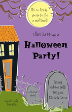 Halloween Treats In White Bag Invitation