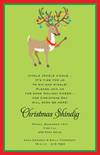 Peeking Reindeer Lime Green Invitations