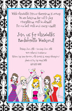 Cute Bride-to-be Damask Border Invitations