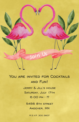 Watercolor Flamingo Lovers Invitations