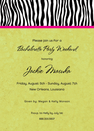Sweet Wild Zebra Banded Lavender Invitations