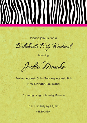 Sweet Wild Zebra Banded Orange Invitations