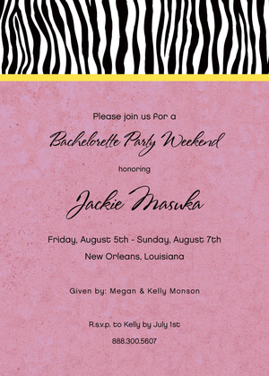 Sweet Wild Zebra Banded Orange Invitations