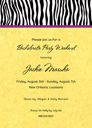 Sweet Wild Zebra Banded Green Invitations