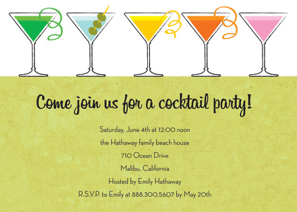 Chalkboard Five Martinis Invitation