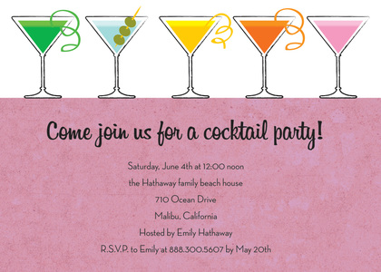 Chalkboard Five Martinis Invitation