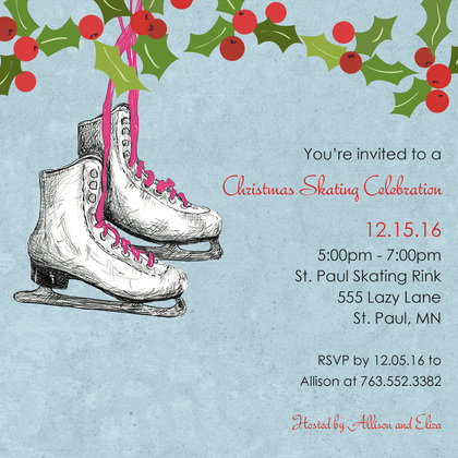 Elegant Christmas Skating Invitations