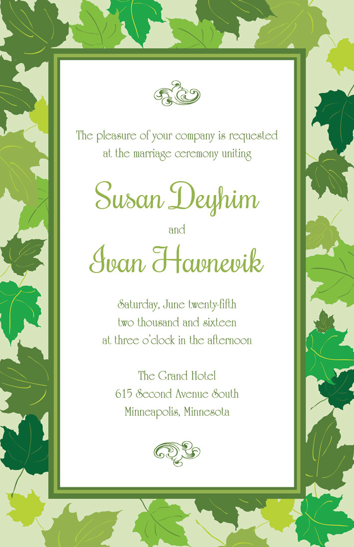 Spring Maple Leaves Green Invitations