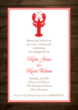 Blue Stripes Lobster Dinner Invitations
