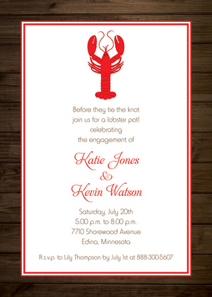 Traditional Red Lobster Symbol Rehearsal Invitations