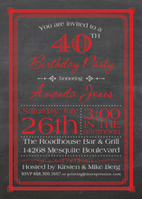 Red Deco Borders Chalkboard Birthday Invitations