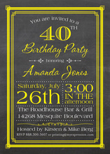 Yellow Deco Borders Chalkboard Birthday Invitations