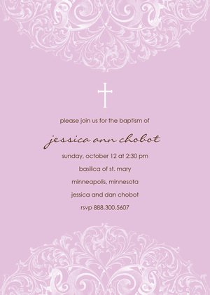 Pink Filigree Religious Invitations