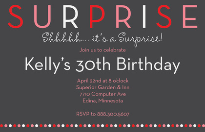 Surprise Birthday Party Dots Invitation